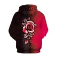 thumbnail image 5 of Women Hoodies Clearance Women's Hoodie Rose Printing Loose Casual Fashion Long Sleeve Sweatshirt Tops, 5 of 5
