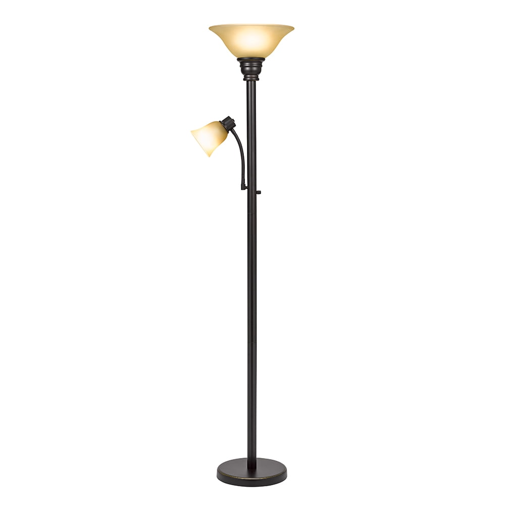 Catalina Lighting Kerrington 71'' Floor Lamp with Amber Glass Bell Shade Transitional Floor Light Fixture for Living Room, Bedroom or Office, Oil Rubbed Bronze