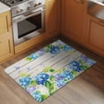 thumbnail image 3 of Blue Hydrangea 2'x3' Washable Rug, Rustic Wooden Butterfly Spring Floral Non-Slip Soft Doormat Area Rugs for Entrance Bathroom Bedsides, StainResistant Carpet for Kitchen Bedroom, Entryway Floor Mat, 3 of 9