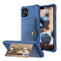 iPhone 12 Case, Dteck Wallet Case for iPhone 12 Pro 6.1 inch 2020, Hard Silicone Shockproof Case Flip Leather Card Holder Protective Cover Work with Magnet Car Holder Mount, Blue