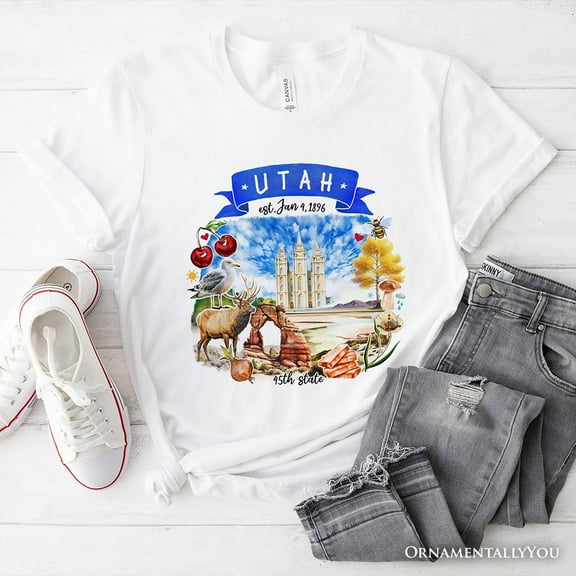 Artistic Utah State Themes and Landmarks T-Shirt, Tee for History and Travel Lovers