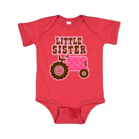 

Inktastic Pink Tractor Little Sister Gift Baby Girl Bodysuit