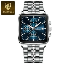 POEDAGAR Chronograph Square Man Watch Waterproof Luminous Date