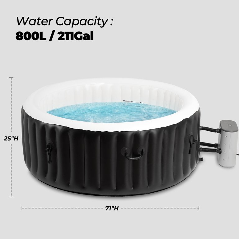 Naipo, Inflatable Hot Tub, 71'' Bubble Massage Spa, 4-6 Person