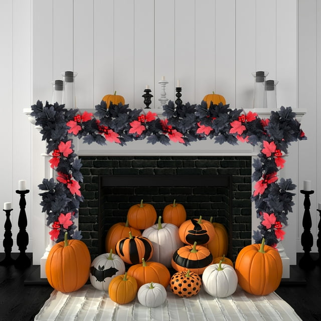 DPTALR Halloween Decorations Simulated Maple Leaves Halloween Simulation Green Plants Bar Home Garden Decorations