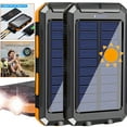 thumbnail image 2 of Portable Solar Mobile Phone Charger, Camping External Battery Charger For Mobile Phones, 2 USB/ LED Flashlights With Compass For Outdoor Activities, 10000/20000mAh Portable Solar Power Bank, 2 of 13