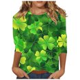 thumbnail image 2 of St Patricks Day Tops for Women, 3/4 Sleeve T Shirt, Crew Neck Tees Blouse Ladies' Loose Casual St. Patrick's Day Printed Shirts Round Neck Three Quarter Sleeves 3/4 Sleeved T-Shirt Top, 2 of 5