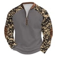 thumbnail image 2 of Blusas y camisas de manga larga con cuello redondo para hombre, talla grande, media cremallera, cuello redondo, estampado vintage de camuflaje, blusa de poliéster de manga larga para hombre, 2 of 4
