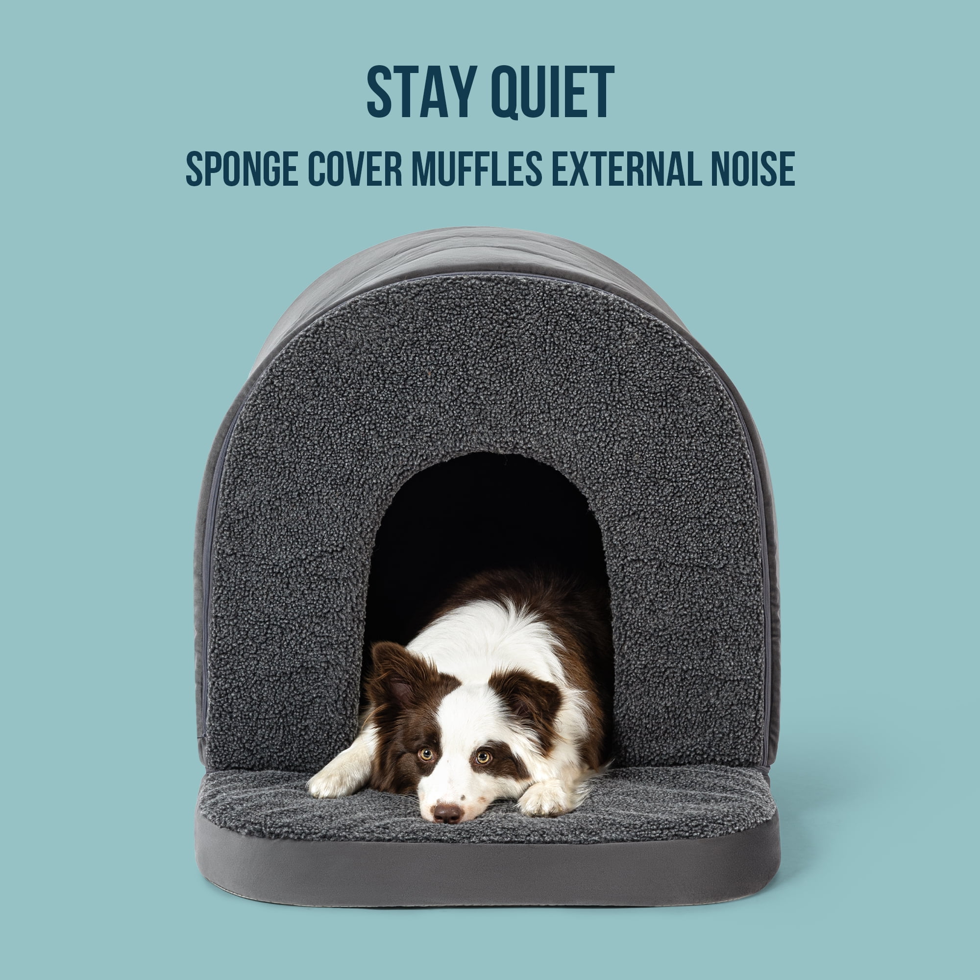 PELZIN Indoor Dog House - Orthopedic Dog Tent Bed w/Egg-Crate Foam - Pet Bed with Cover Cave - Waterproof Lining - Nonskid Bottom, Ideal for Large Breeds & Fits 42-Inch Crate - 41"x27"