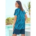 thumbnail image 6 of Swim 365 Women's Plus Size Split-Neck Short Sleeve Swim Tee With Built-In Bra, 6 of 6