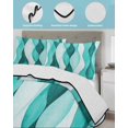 thumbnail image 4 of Quilts Twin Size Bedding Set, Turquoise Stripes Lightweight Quilted Comforter, Vintage Farmhouse Ripple Texture Art Soft Reversible Bedspread Coverlet with Pillow Covers for All Season, 68" x 86", 4 of 7