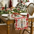thumbnail image 2 of Smile Red Diamond Plaid Nutcracker Snowflake Christmas Table Runner, Winter Kitchen Dining Table Decoration for Home Party Decor 13x72 Inch, 2 of 6