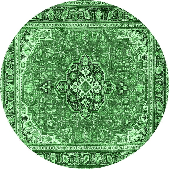 Ahgly Company Indoor Round Persian Emerald Green Traditional Area Rugs, 4' Round