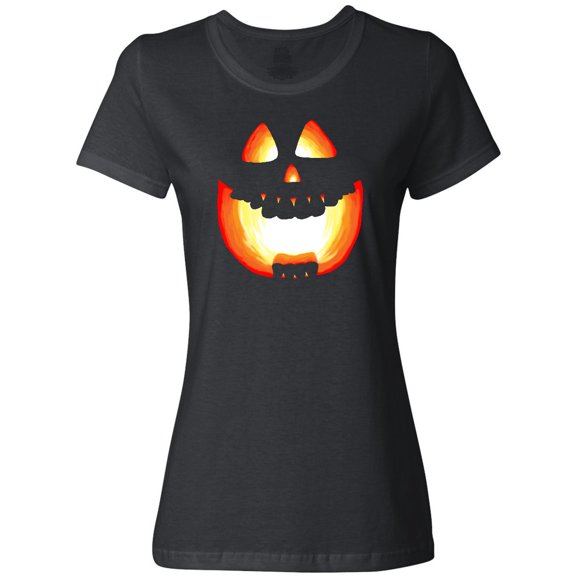 Inktastic Toothy Grin Pumpkin Face in Orange Glow Women's T-Shirt
