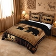 thumbnail image 2 of meiyoeat Vintage Bear Silhouette Duvet Cover Queen For Kids, Rustic Paw Print Queen Bedding For Men,Black Reversible,3-Piece(No Comforter), 2 of 6