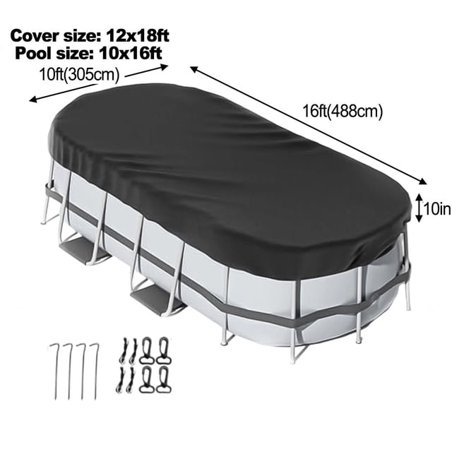 Bgsha Oval Pool Cover With Accessories For Above Ground Pool Weather Resistant Home Garden Tool Accessory In Stock Wholesale