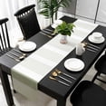 thumbnail image 3 of Sage Green Stripe Table Runner 108 Inches Long, Modern Rustic Horizontal Green Striped Kitchen Coffee Dining Table Decoration for Home Party Birthday Wedding Home Decor 13x108 Inches, 3 of 8