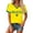 Yellow, variant on Brazil Soccer Women Relaxed Fit Y2K V Neck Soccer Fan T Shirt Casual Soft Breathable Short Sleeve Daily Wear Top Brazil Soccer Shirts