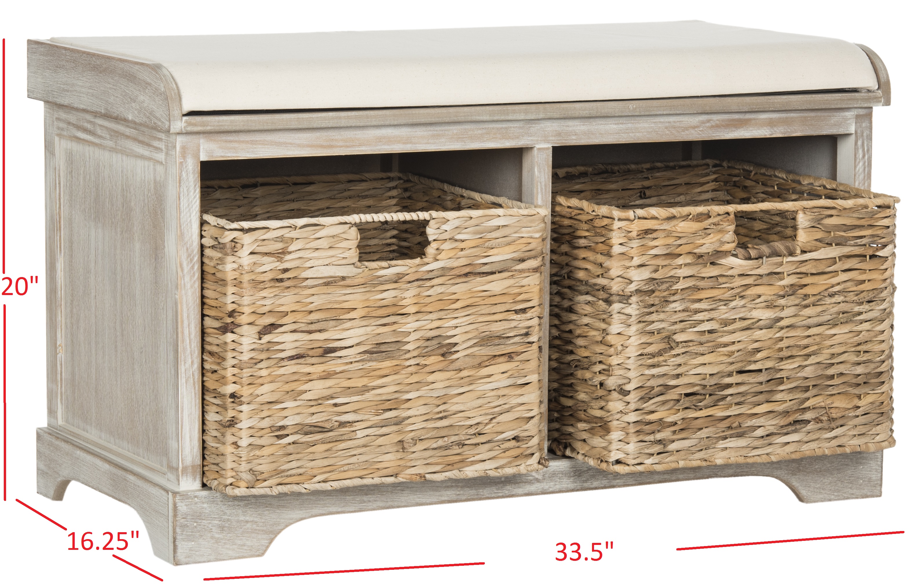 Safavieh Freddy Wicker Storage Bench, Vintage White photo 4