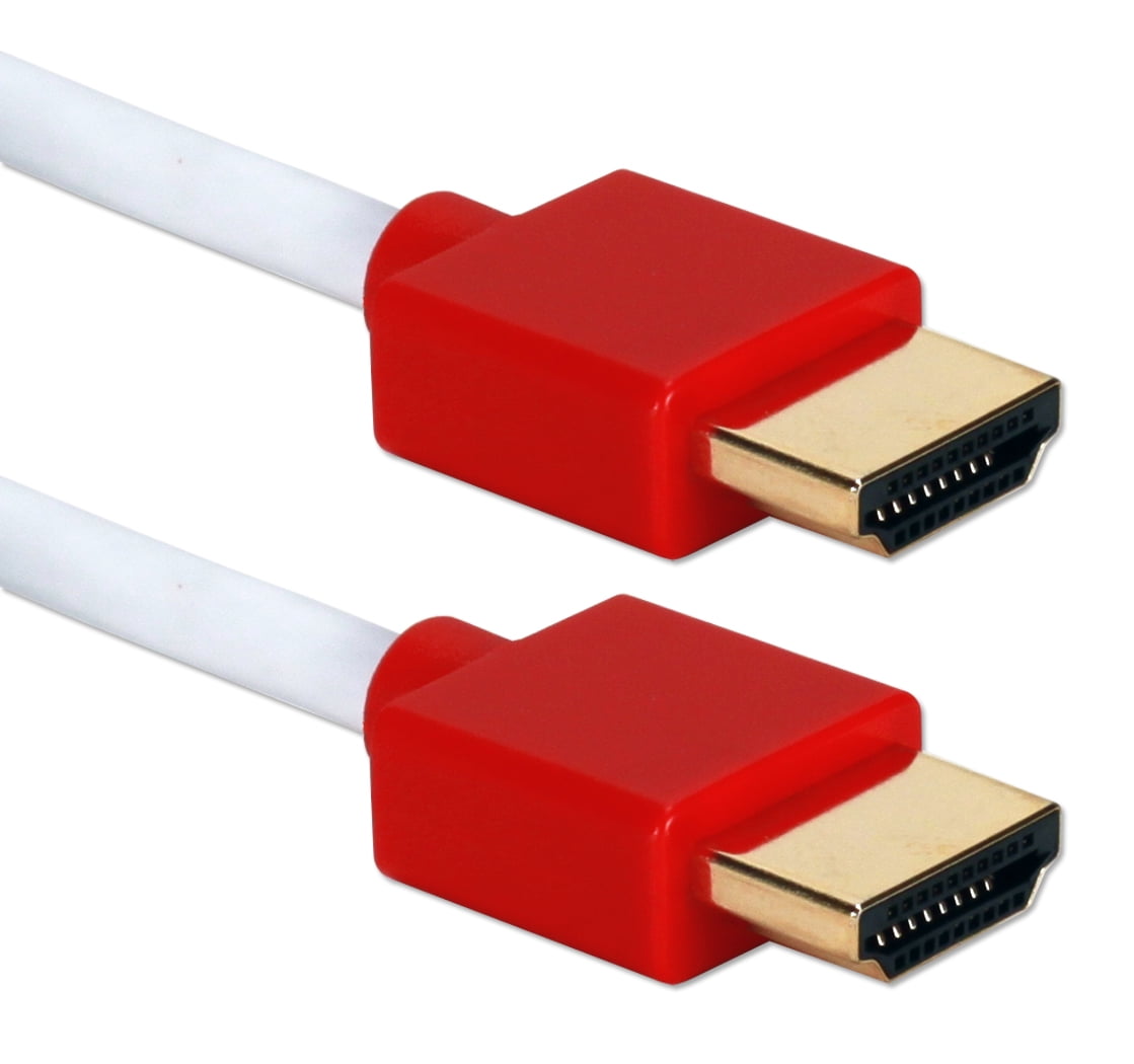 QVS 10' High Speed HDMI UltraHD 4K with Thin Flexible Cable, White/Red