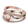 thumbnail image 4 of Dazzling Minimalist 2.25 Carat Pear Cut Affordable Ring, Morganite And Diamond Moissanite Engagement Ring, Unique Wedding Ring, Two Matching Band in 10k Solid Rose Gold, Gift For Her, Trio Set, 4 of 4