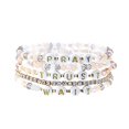 thumbnail image 2 of Inspirational Message Multi Strand Beaded Stackable Stretch Bracelets for Women - Pray Trust Wait - Bohemian Boho Style Bracelets - Beautiful Faceted Glass Beads - Gift Box Included PRAY TRUST WAIT, 2 of 2