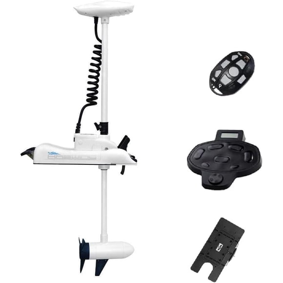 AQUOS HAWING CaymanB 12V 55LB 54 Pouces Moteur de Traîne Électrique à Montage sur Arche avec Arbre - Inclut Télécommande Sans Fil et Commande au Pied et Support à Dégagement Rapide pour Bateaux de Pêche en Eau Salée et en Eau Douce