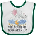 thumbnail image 3 of Inktastic Will You Be My Godparents? Cute Elephants Moon and Stars Boys or Girls Baby Bib, 3 of 4