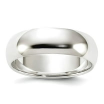 925 Sterling Silver Solid Polished Half Round 6mm Half-Round Band Ring Size 5.5 Ring for Women and Men