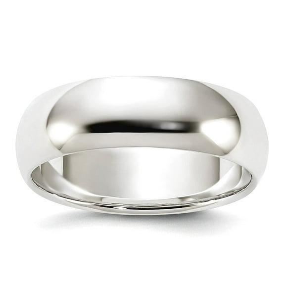 925 Sterling Silver Solid Polished Half Round 6mm Half-Round Band Ring Size 11.5 Ring for Women and Men