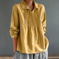 thumbnail image 2 of beishanbush Spring Sales Saving $15 Casual Summer Tops Women's Blouse,V Neck Pleated Lapel Long Sleeve Loose Fit Under $20, 2 of 4