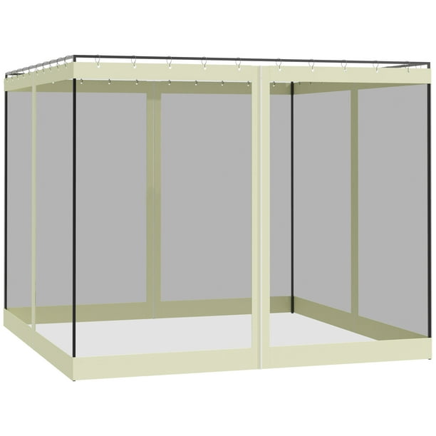 Outsunny Gazebo Mosquito Netting Replacement, 4Panel Canopy Screen Walls with Zipper for 10' x