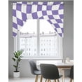 thumbnail image 5 of Purple White Checkered Swag Valance for Windows 56'' x 36'', Modern Irregular Geometric Light Filtering Kitchen Curtains Valances for Bathroom/Living Room/Bedroom/Café, Rod Pocket Curtain Panel, 5 of 6