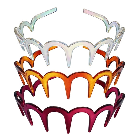 3PCS Zig Zag U Shape Tooth Hair Comb Headband, High Cranium Headbands for Women's, Reversible Headbands with Teeth  (Amber Claret Pearlescent)