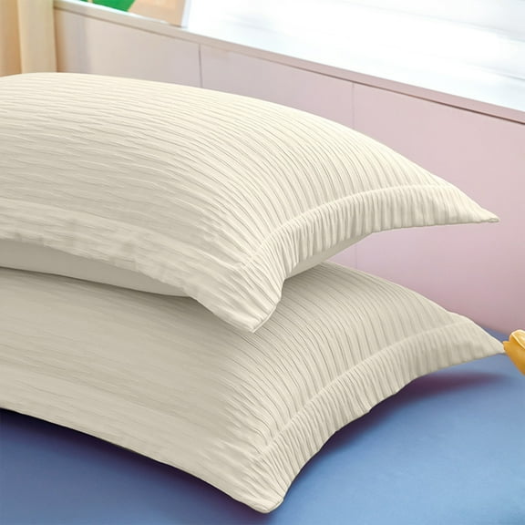 RFUGUG 2-Pack Breathable Percale Cotton Sateen Pillowcases - Ultra-Soft Brushed Fabric for Cooling Sleep, Hypoallergenic, Machine Washable, Standard/Queen Size, Set for Cozy, 19x30in