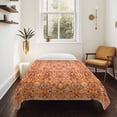 thumbnail image 4 of Boho Orange Tapestry for Bedroom Wall Hanging Tapestry, Country Style Bohemian Floral Retro Tribal Ceiling Backdrop Tapestries Poster Blanket Wall Decor for Teens Room Living Room Dorm 55" x 73", 4 of 8
