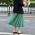 thumbnail image 5 of Tulle Skirts for Women Pleated Layered Tutu Skirt Ladies Elegant Flowy Long Skirts Casual Pleated a-Line Maxi Skirt High Waisted Flowy Skirts Elegantes Bridesmaid Wedding Midi Skirt Green XL, 5 of 6