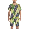 thumbnail image 5 of joogoo Men's Pajama Set Grapes Fruit V-Neck Pj Shorts Set 2 Piece Loungewear Sleepwear M, 5 of 7