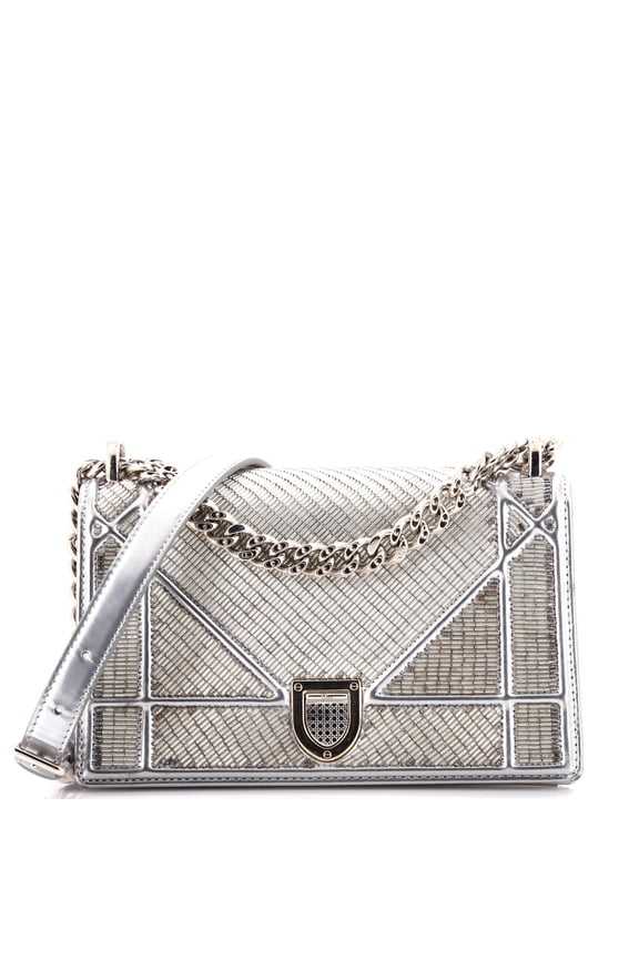 Pre-Owned Diorama Flap Bag Beaded Leather Small By Rebag