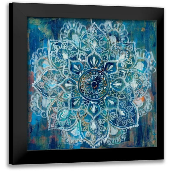 Danhui, Nai 12x12 Black Modern Framed Museum Art Print Titled - Mandala in Blue II