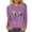 Purple, variant on Cadancy Mardi Gras Shirt for Women 3/4 Sleeve Bownot Graphic Crewneck Pullover Tops Loose Fit Holiday Casual Carnival Party Tunic Blouse Trendy Outfits