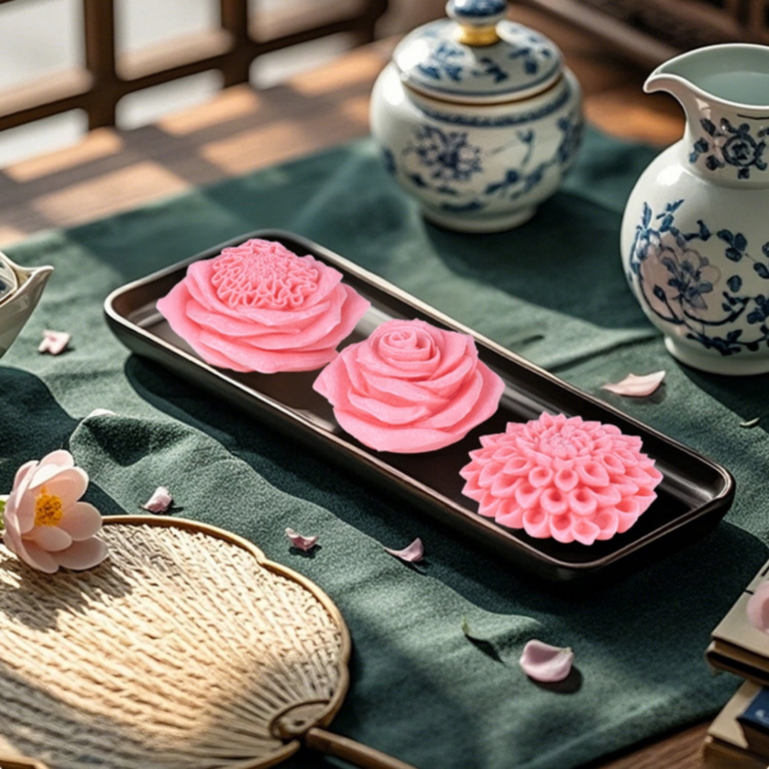 4Pcs Silicone Resin Molds, 3D Flower Silicone Cake Molds, Candle Casting Molds for Candle Making, Craft Molds for DIY Resin Candle Cake Making, Home & Wedding Decoration