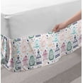 thumbnail image 2 of Retro Bed Skirt, Vintage Bird Cages Pattern in Various Pastel Tones Canary with Swirly Tales Drawing, Elastic Bedskirt Dust Ruffle Wrap Around for Bedding Decor, 4 Sizes, Multicolor, by Ambesonne, 2 of 2