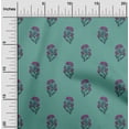thumbnail image 1 of oneOone Cotton Cambric Dusty Teal Green Fabric Floral Block Dress Material Fabric Print Fabric By The Yard 56 Inch Wide, 1 of 4