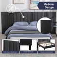 thumbnail image 4 of ZAFLY King Bed Frame with Oversized Headboard | Velvet Tufted Adjustable Height Furniture | High Upholstered Platform Bed Frame (King Size, Dark Grey), 4 of 9