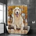 thumbnail image 2 of Coolnut Bath Shower Curtain Liners Golden Retriever Standing by a Rural Fence 66x72in Polyester Waterproof with 12 Curtain Hooks, 2 of 6
