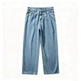 thumbnail image 5 of Womens Wide Leg Baggy Jeans Stretchy High Waist Denim Pants Straight Leg,with Pockets,Denim Fabric,Adjustable Cinched Waist,Full Length, Loose Fit,Casual, 5 of 6