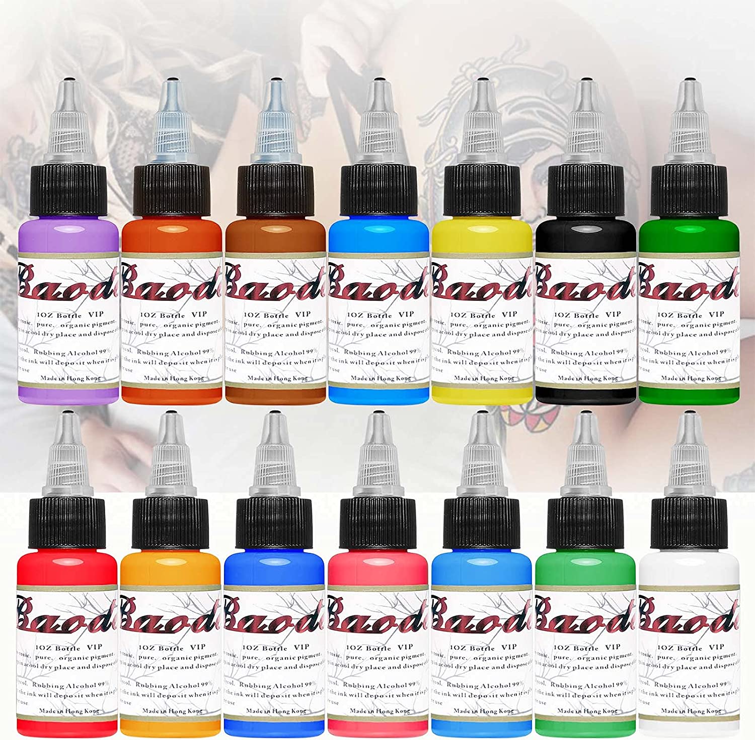 Permanent Tattoo Ink Colours Set 30ml/Bottles Stick and Poke Body Paint
