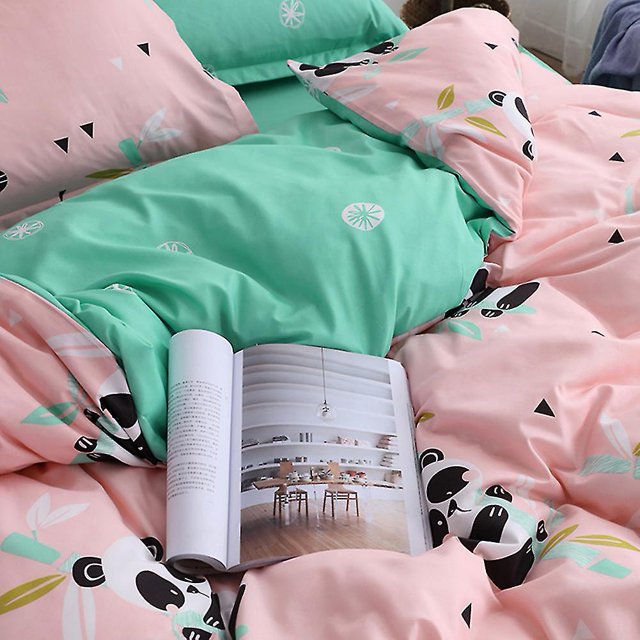 3/4 piezas de ropa de cama con estampado de panda para adultos y niños, sábana suave, funda de edredón, funda de almohada, 11 Feliz Sencillez