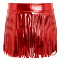 thumbnail image 4 of Hansber Kids Girls Metallic Shorts Hip Hop Jazz Dance Performance Cheerleading Tassels Skirts Dancewear Red 16, 4 of 5